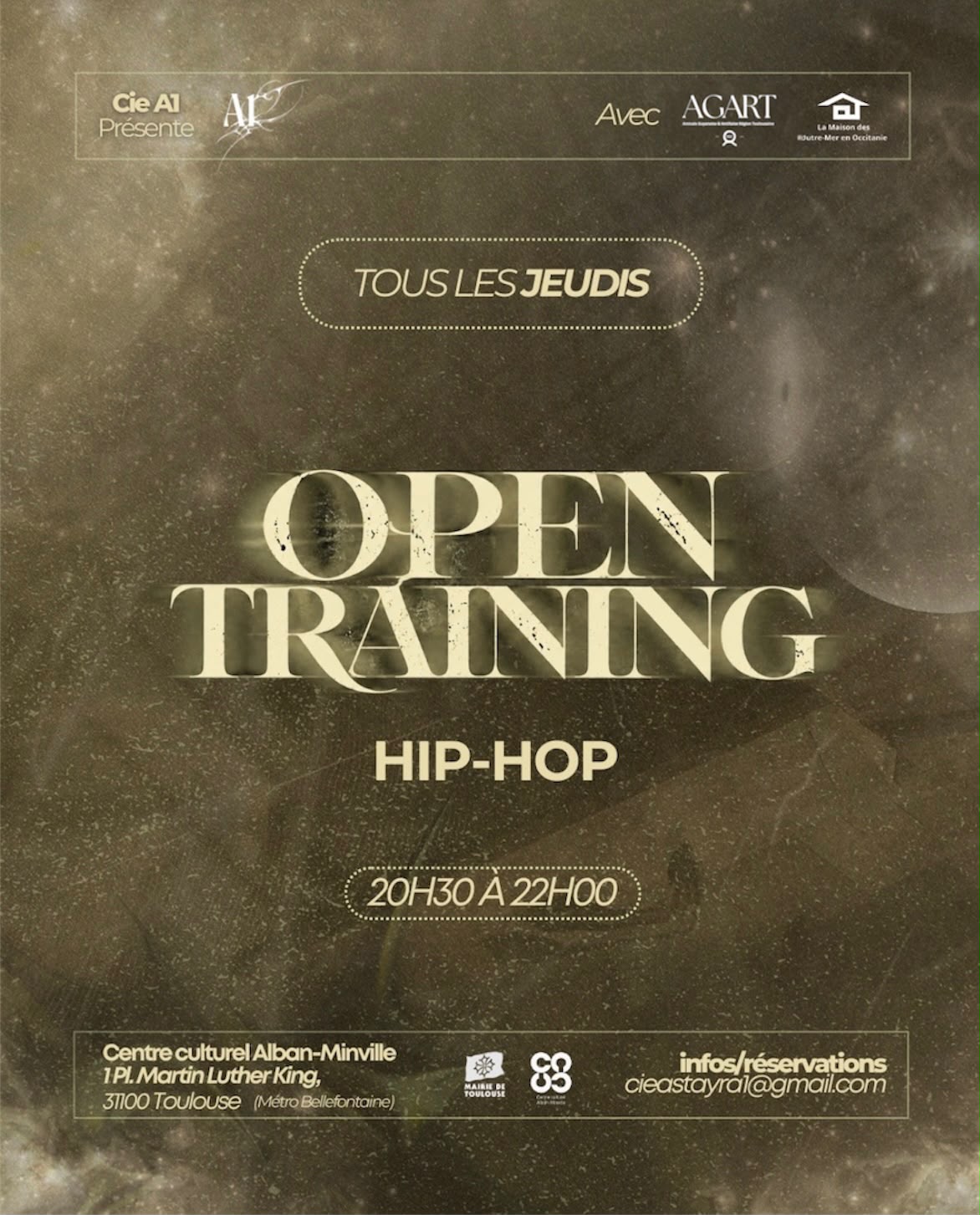 Flyer de l’Open Training Hip-Hop du jeudi